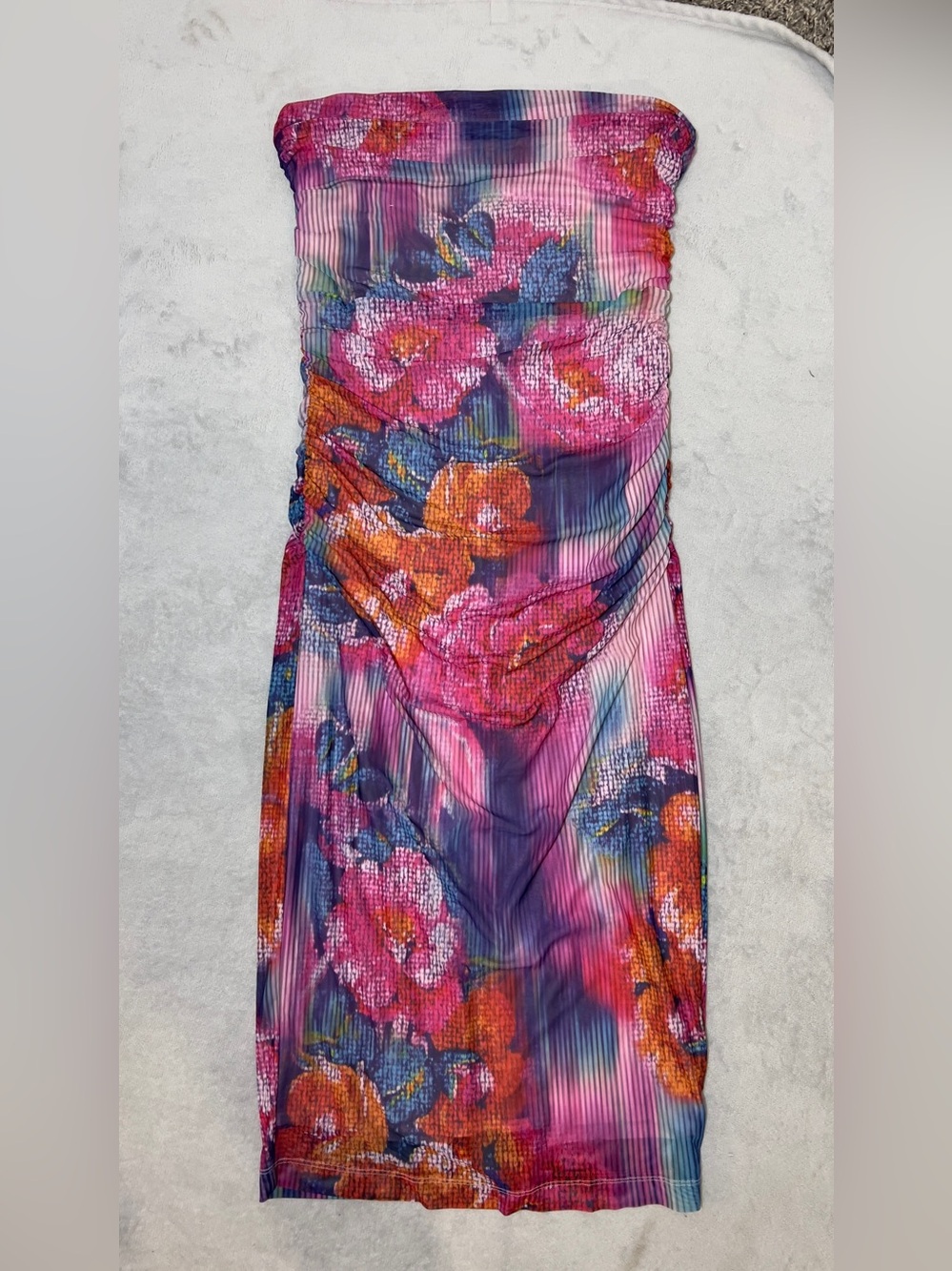 NWT Anthropologie Soleil Strapless Ruched Mesh Dress - Picture 13 of 16